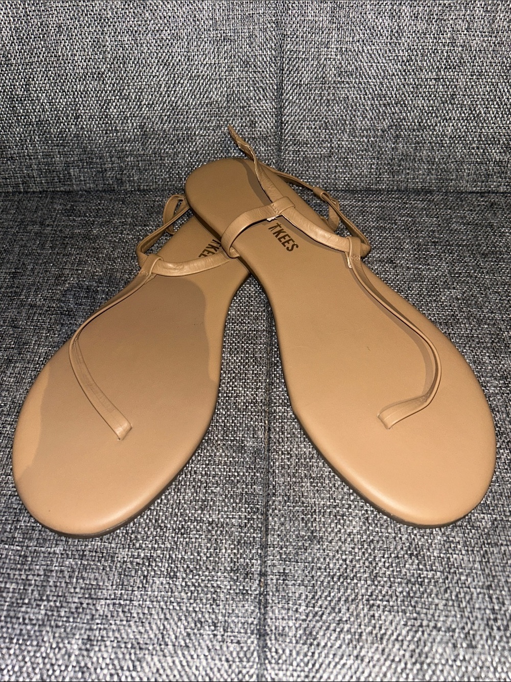 NEW - TKEES Smooth Nude T-Strap Leather Sandals - Picture 7 of 8